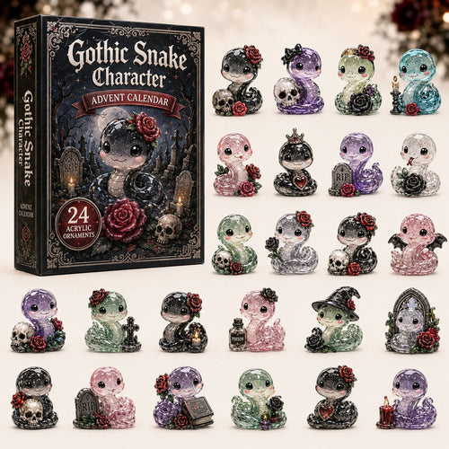 CHRISTMAS KICKOFF 40% OFF - Gothic Snake Advent Calendar 2026 - 24-Day Festive Countdown, Acrylic Charms Blind Box - Gift For Snake Lovers