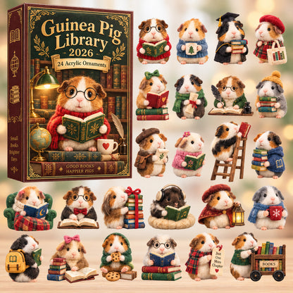 CHRISTMAS KICKOFF 40% OFF - Guinea Pig Library Advent Calendar 2026 - 24-Day Festive Countdown, Acrylic Charms Blind Box - Gift For Guinea Pig Lovers AC0HT643