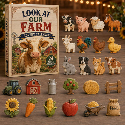 CHRISTMAS KICKOFF 40% OFF - Happy Farm Advent Calendar 2026 - 24-Day Festive Countdown, Acrylic Charms Blind Box - Gift For Farmer