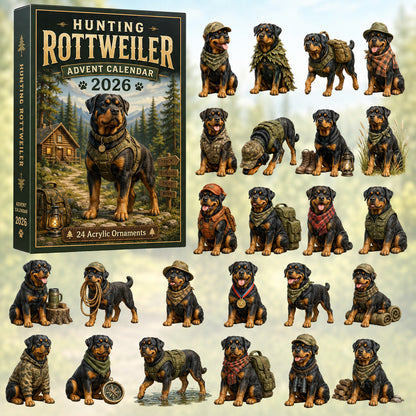 CHRISTMAS KICKOFF 40% OFF - Hunting Rottweiler Advent Calendar 2026 - 24-Day Festive Countdown, Acrylic Charms Blind Box - Gift For Rottweiler Lovers AC0HT198
