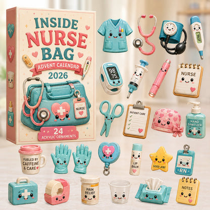 CHRISTMAS KICKOFF 40% OFF - Inside Nurse Bag Advent Calendar 2026 - 24-Day Festive Countdown, Acrylic Charms Blind Box - Gift For Nurses AC0HT325