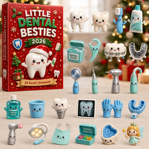 CHRISTMAS KICKOFF 40% OFF - Little Dental Besties Advent Calendar 2026 - 24-Day Festive Countdown, Acrylic Charms Blind Box - Gift For Nurses & Doctors AC0HT528