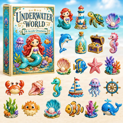 CHRISTMAS KICKOFF 40% OFF - Little Underwater World Advent Calendar 2026 - 24-Day Festive Countdown, Acrylic Charms Blind Box - Gift For Ocean Lovers