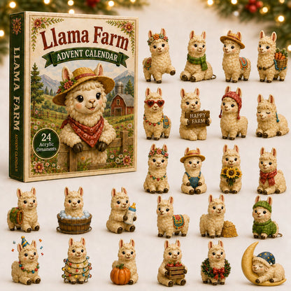 CHRISTMAS KICKOFF 40% OFF - Llama Farm Advent Calendar 2026 - 24-Day Festive Countdown, Acrylic Charms Blind Box - Gift For Farmer