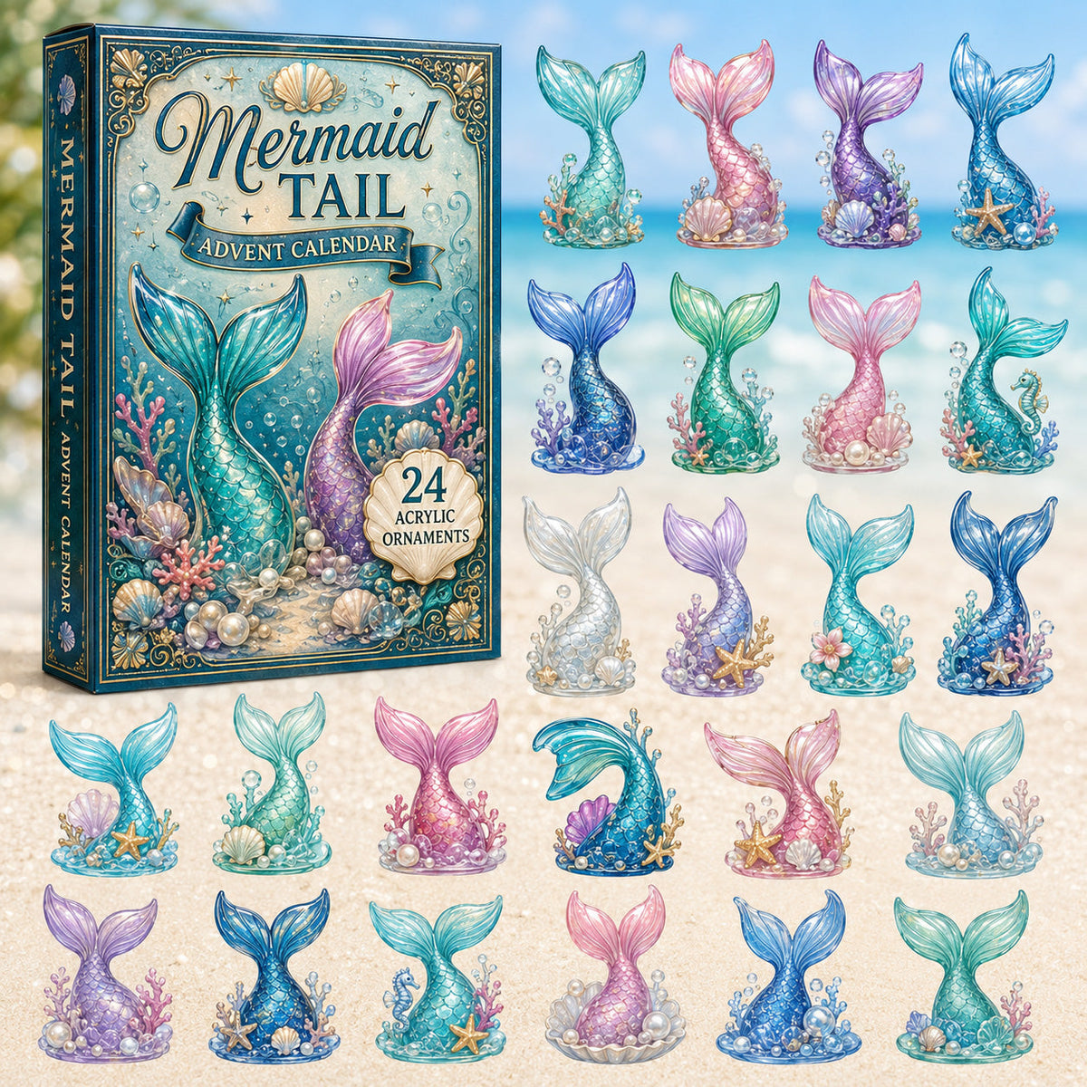 CHRISTMAS KICKOFF 40% OFF - Mermaid Fairy Tails Advent Calendar 2026 - 24-Day Festive Countdown, Acrylic Charms Blind Box - Gift For Mermaid Lovers