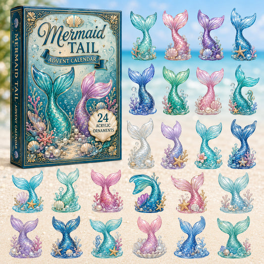 CHRISTMAS KICKOFF 40% OFF - Mermaid Fairy Tails Advent Calendar 2026 - 24-Day Festive Countdown, Acrylic Charms Blind Box - Gift For Mermaid Lovers