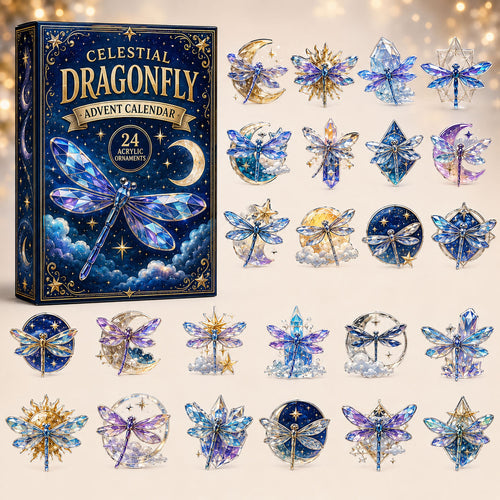 CHRISTMAS KICKOFF 40% OFF - Mystic Dragonfly Advent Calendar 2026 - 24-Day Festive Countdown, Acrylic Charms Blind Box - Gift For Dragonfly Lovers