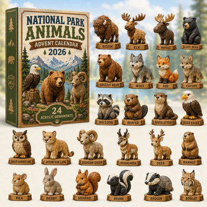 CHRISTMAS KICKOFF 40% OFF - National Park Adorable Animals Advent Calendar 2026 - 24-Day Festive Countdown, Acrylic Charms Blind Box - Gift For Family & Friends