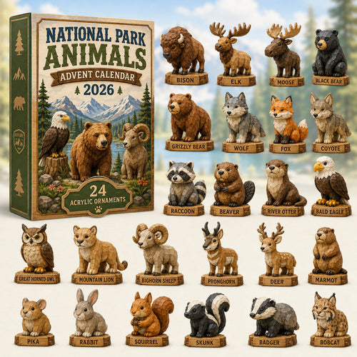 CHRISTMAS KICKOFF 40% OFF - National Park Adorable Animals Advent Calendar 2026 - 24-Day Festive Countdown, Acrylic Charms Blind Box - Gift For Family & Friends