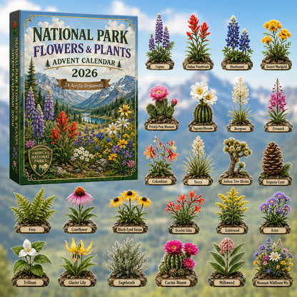 CHRISTMAS KICKOFF 40% OFF - National Park Flowers & Plants Advent Calendar 2026 - 24-Day Festive Countdown, Acrylic Charms Blind Box - Gift For Family & Friends AC0HT297