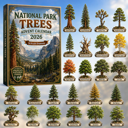 CHRISTMAS KICKOFF 40% OFF - National Park Trees Advent Calendar 2026 - 24-Day Festive Countdown, Acrylic Charms Blind Box - Gift For Family & Friends AC0HT298