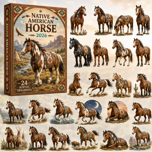 CHRISTMAS KICKOFF 40% OFF - Native American Horse Advent Calendar 2026 - 24-Day Festive Countdown, Acrylic Charms Blind Box - Gift For Horse Lovers AC0HT504