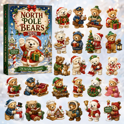 CHRISTMAS KICKOFF 40% OFF - North Pole Bears Advent Calendar 2026 - 24-Day Festive Countdown, Acrylic Charms Blind Box - Gift For Kids, Family & Friends AC0HT374