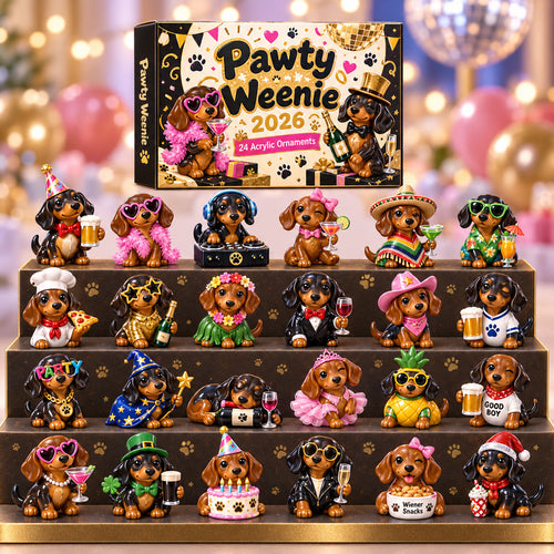 CHRISTMAS KICKOFF 40% OFF - Pawty Weenie Advent Calendar 2026 - 24-Day Festive Countdown, Acrylic Charms Blind Box - Gift For Dachshund Lovers AC0HT573