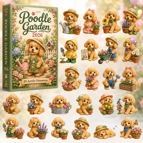 CHRISTMAS KICKOFF 40% OFF - Poodle Garden Advent Calendar 2026 - 24-Day Festive Countdown, Acrylic Charms Blind Box - Gift For Poodle Lovers AC0HT264