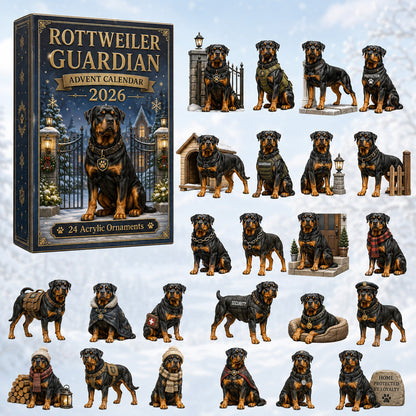 CHRISTMAS KICKOFF 40% OFF - Rottweiler Guardian Advent Calendar 2026 - 24-Day Festive Countdown, Acrylic Charms Blind Box - Gift For Rottweiler Lovers AC0HT195