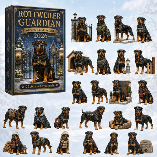 CHRISTMAS KICKOFF 40% OFF - Rottweiler Guardian Advent Calendar 2026 - 24-Day Festive Countdown, Acrylic Charms Blind Box - Gift For Rottweiler Lovers AC0HT195
