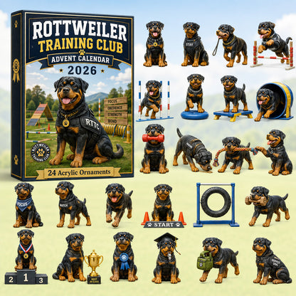 CHRISTMAS KICKOFF 40% OFF - Rottweiler Training Club Advent Calendar 2026 - 24-Day Festive Countdown, Acrylic Charms Blind Box - Gift For Rottweiler Lovers AC0HT197
