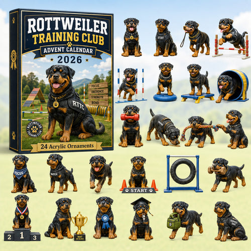 CHRISTMAS KICKOFF 40% OFF - Rottweiler Training Club Advent Calendar 2026 - 24-Day Festive Countdown, Acrylic Charms Blind Box - Gift For Rottweiler Lovers AC0HT197