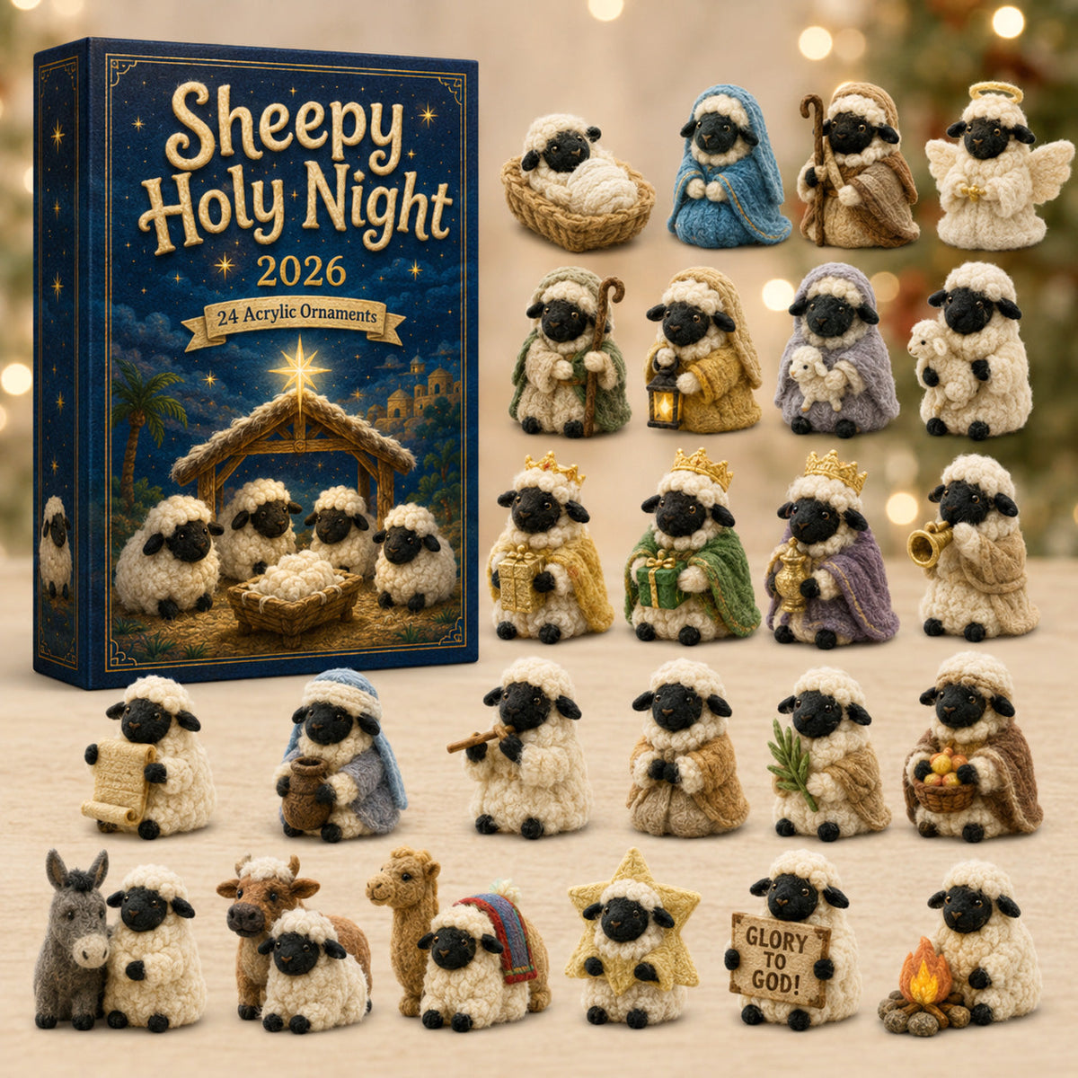 CHRISTMAS KICKOFF 40% OFF - Sheepy Holy Night Advent Calendar 2026 - 24-Day Festive Countdown, Acrylic Charms Blind Box - Gift For Sheep Lovers AC0HT547