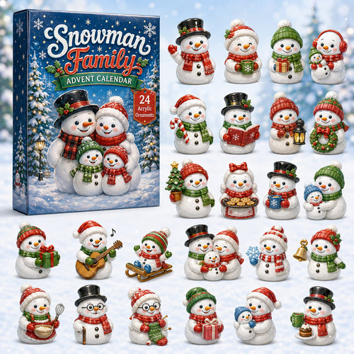 CHRISTMAS KICKOFF 40% OFF - Snowman Family Advent Calendar 2026 - 24-Day Festive Countdown, Acrylic Charms Blind Box - Gift For Family Members