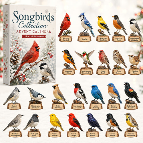 CHRISTMAS KICKOFF 40% OFF - Songbirds Collection Advent Calendar 2026 - 24-Day Festive Countdown, Acrylic Charms Blind Box - Gift For Birds Lovers AC0HT215