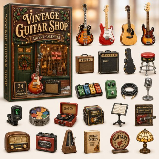 CHRISTMAS KICKOFF 40% OFF - Vintage Guitar Shop Advent Calendar 2026 - 24-Day Festive Countdown, Acrylic Charms Blind Box - Gift For Guitar Lovers AC0HT463