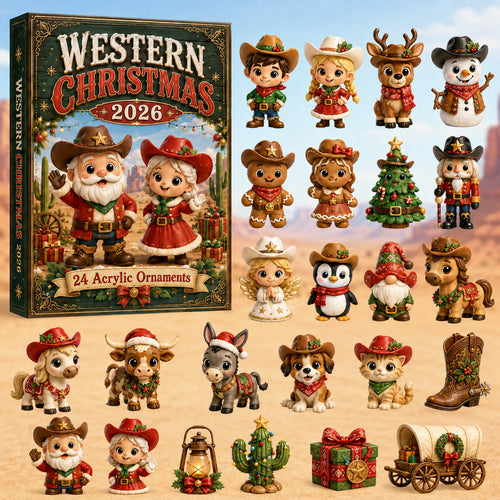 CHRISTMAS KICKOFF 40% OFF - Western Christmas Advent Calendar 2026 - 24-Day Festive Countdown, Acrylic Charms Blind Box - Gift For Family & Friends