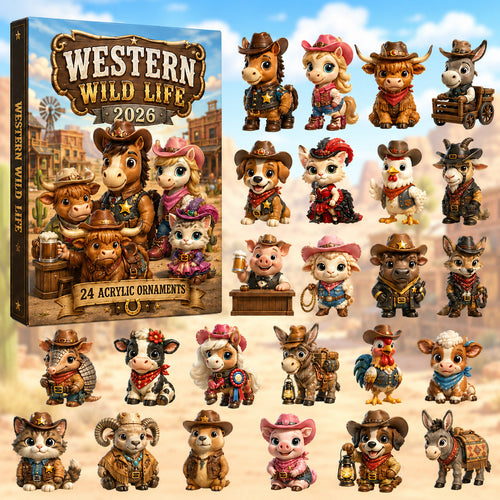 CHRISTMAS KICKOFF 40% OFF - Western Wild Life Advent Calendar 2026 - 24-Day Festive Countdown, Acrylic Charms Blind Box - Gift For Family & Friends