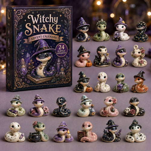 CHRISTMAS KICKOFF 40% OFF - Witchy Snake Advent Calendar 2026 - 24-Day Festive Countdown, Acrylic Charms Blind Box - Gift For Snake Lovers
