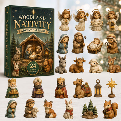 CHRISTMAS KICKOFF 40% OFF - Woodland Nativity Advent Calendar 2026 - 24-Day Festive Countdown, Acrylic Charms Blind Box - Gift For Family & Friends AC0HT209