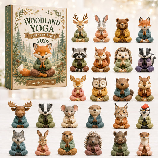 CHRISTMAS KICKOFF 40% OFF - Woodland Yoga Advent Calendar 2026 - 24-Day Festive Countdown, Acrylic Charms Blind Box - Gift For Yoga Lovers AC0HT563