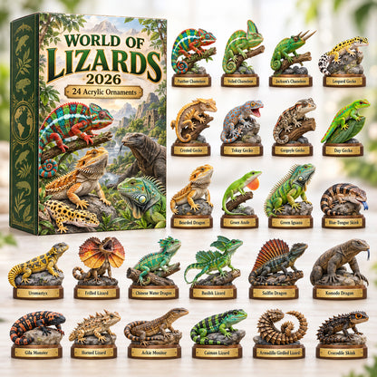 CHRISTMAS KICKOFF 40% OFF - World Of Lizards Advent Calendar 2026 - 24-Day Festive Countdown, Acrylic Charms Blind Box - Gift For Lizard Lovers AC0HT649