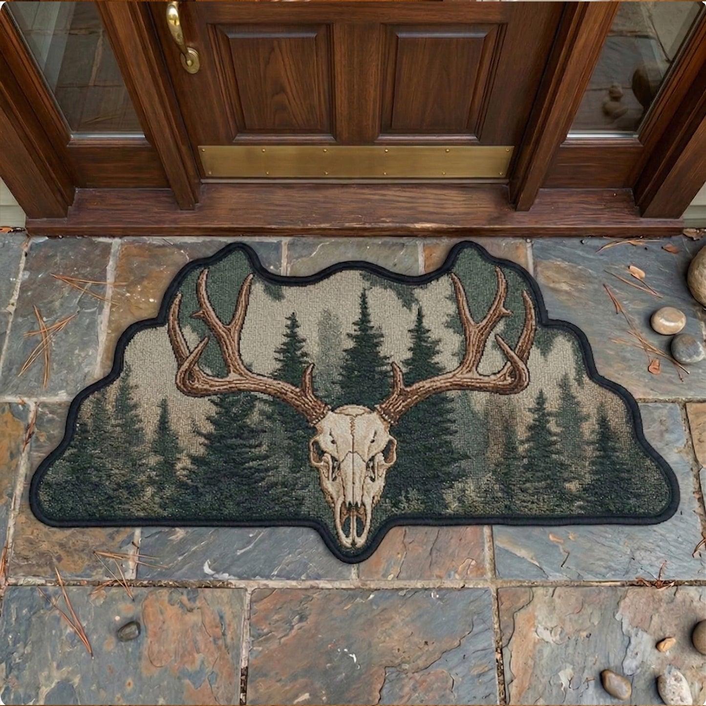 Cabin Antler Crest V2 Custom Shape Doormat NCU0NT3088