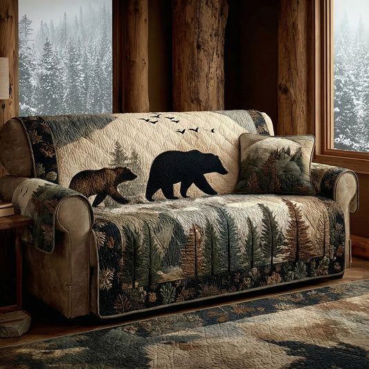 Cabin Bear Patrol Quilted Sofa Cover NCU0LDH289