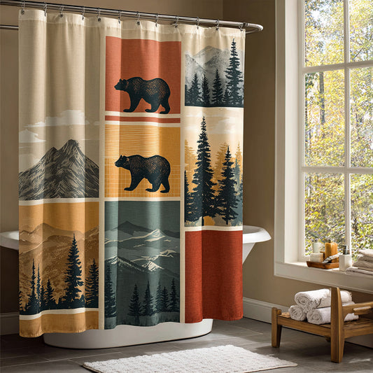 Cabin Block Bears Shower Curtain NCU0LDH819