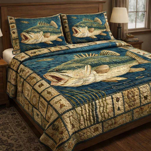 Cabin Catch 3-Piece Quilted Bedding Set NCU0NXD1694
