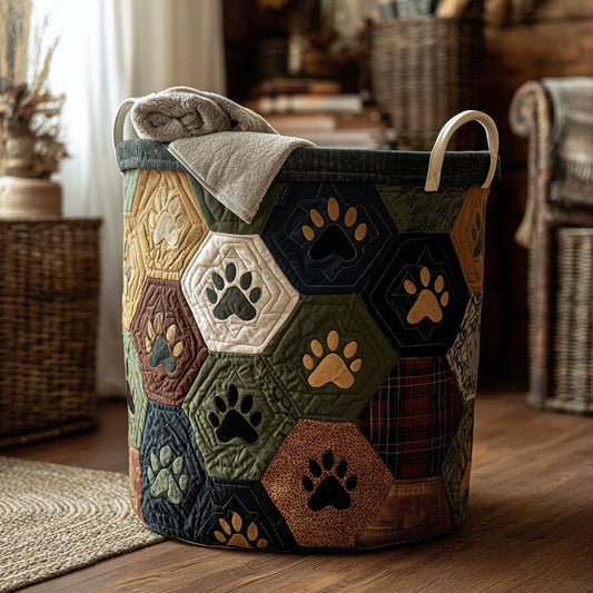 Cabin Comfort Paws Quilted Laundry Basket NCU0PTT2808