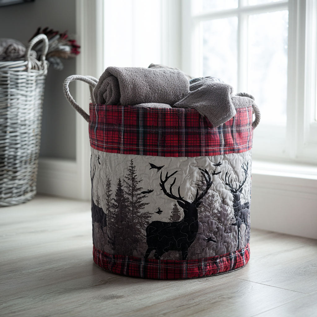 Cabin Heritage Plaid Quilted Laundry Basket NCU0PTT1908