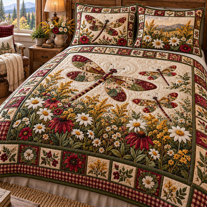 Cabin Meadow Dragonflies 3-Piece Quilted Bedding Set NCU0NTD2449
