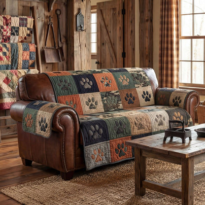 Cabin PawPrints Quilted Sofa Cover NCU0PTT2943