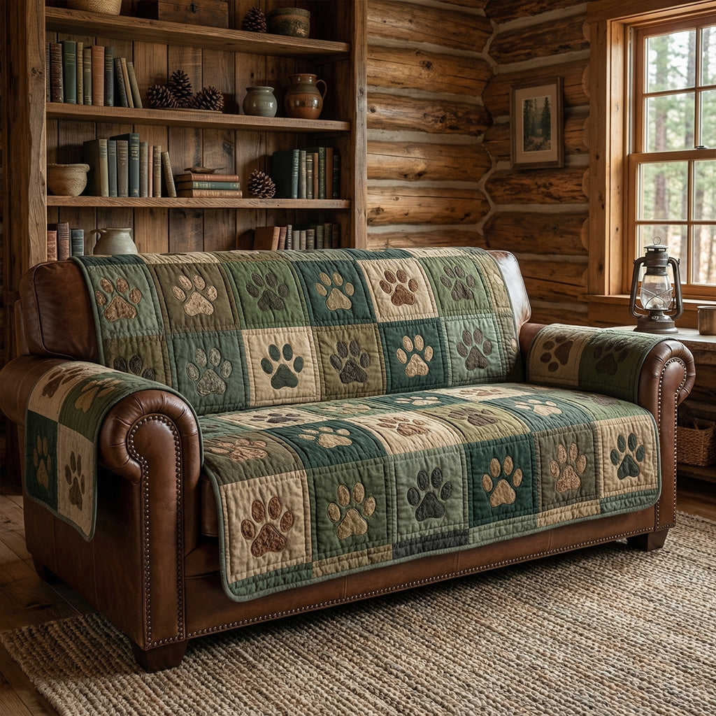 Cabin Paw Patchwork Quilted Sofa Cover NCU0PTT3027