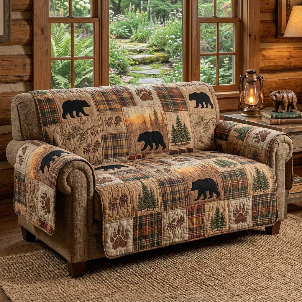Cabin Plaid Forest Quilted Sofa Cover NCU0DQQ0741