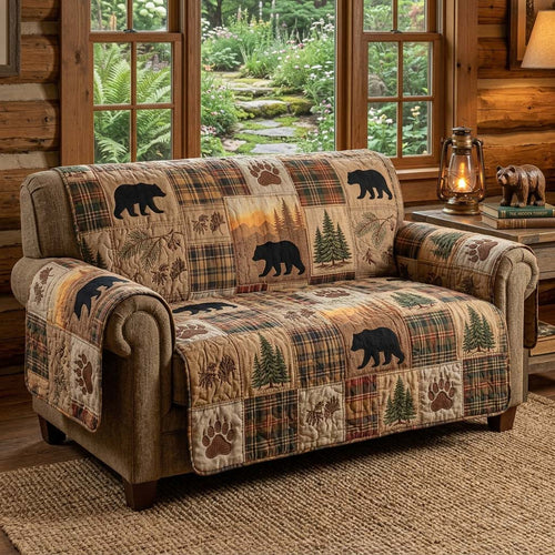 Cabin Plaid Forest Quilted Sofa Cover NCU0DQQ0741