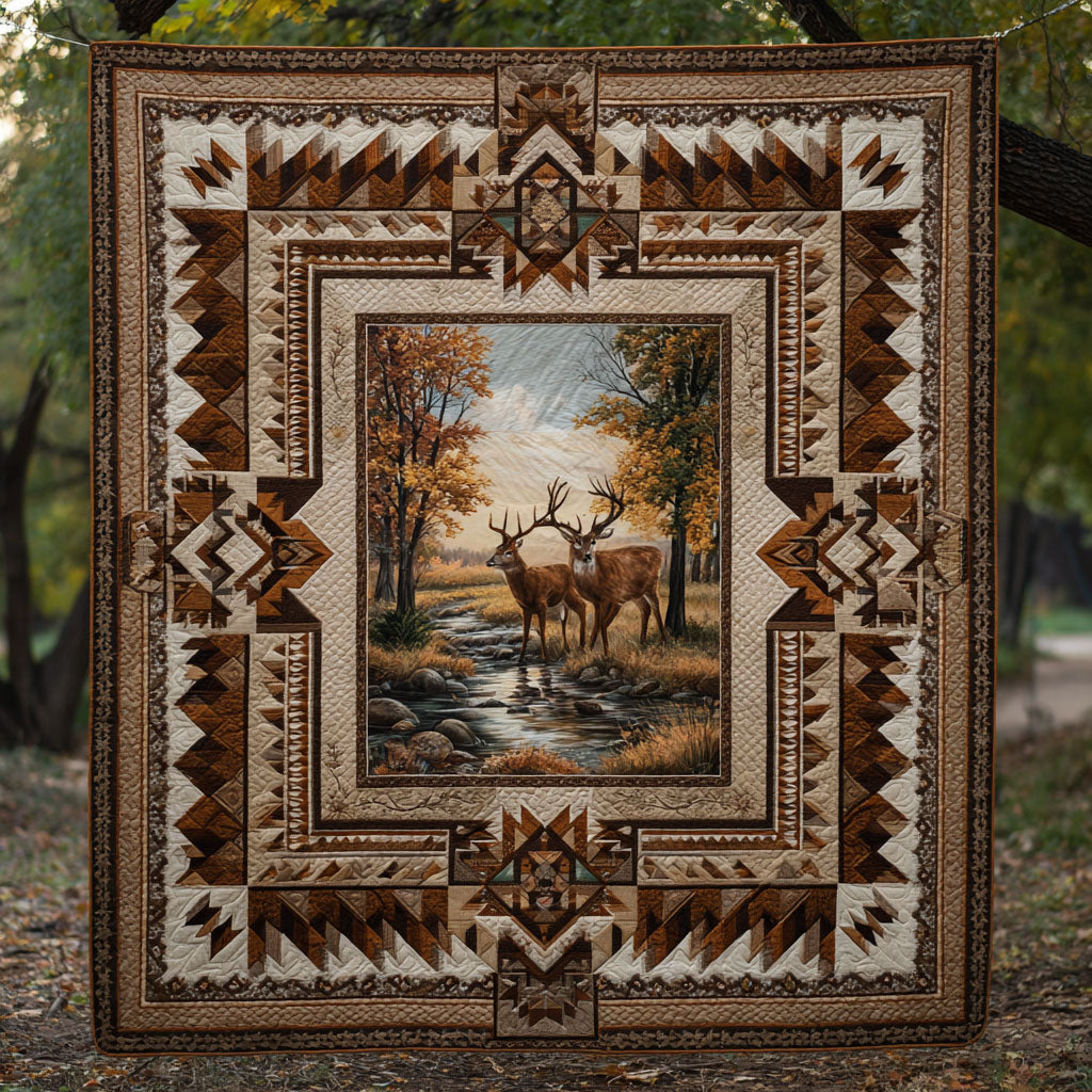 Cabin Stag Quilted Blanket NCU0DDK2323