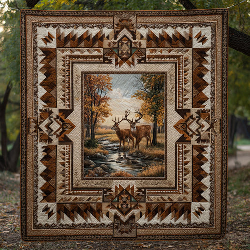 Cabin Stag Quilted Blanket NCU0DDK2323