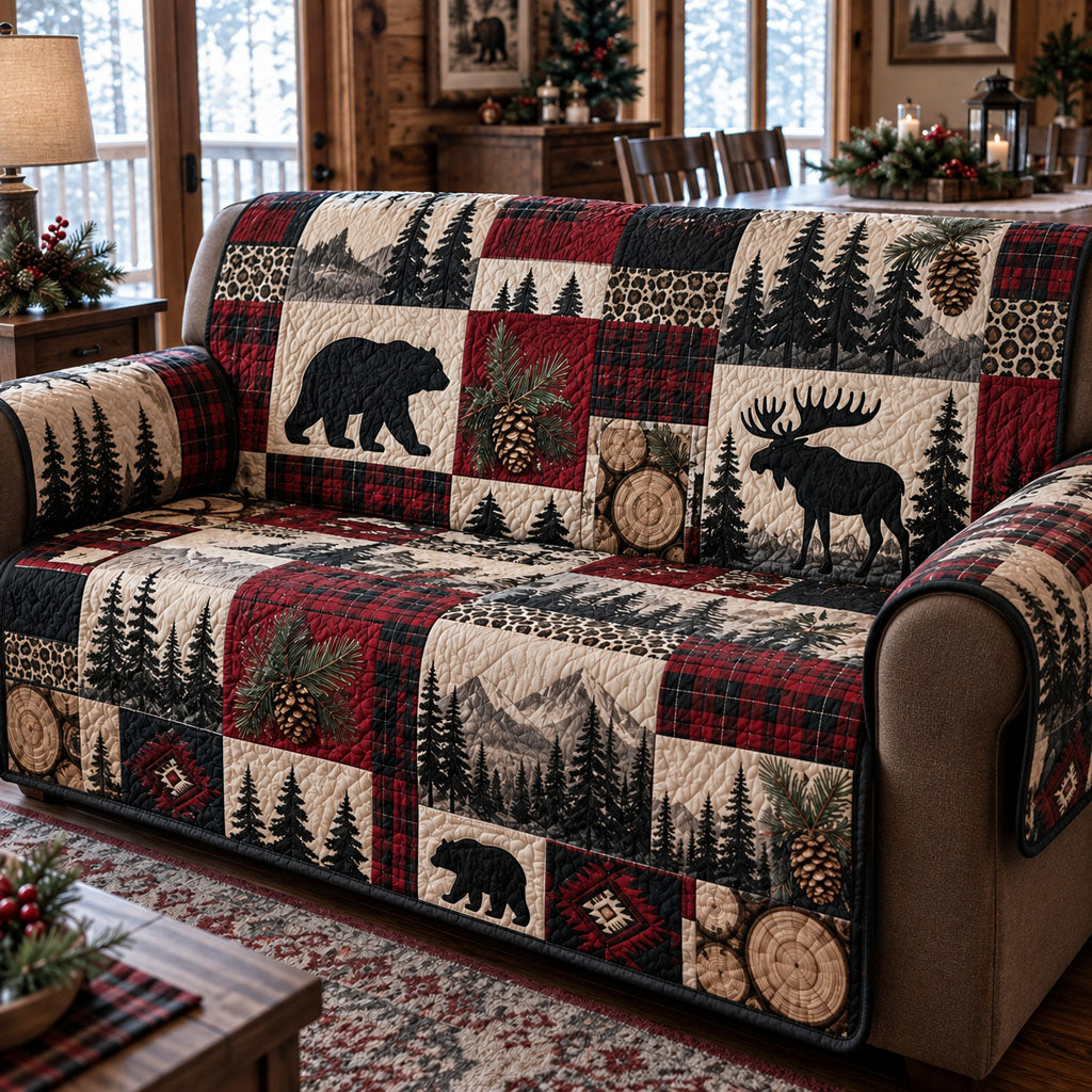 Cabin Window Wilderness Quilted Sofa Cover NCU0PTT3427
