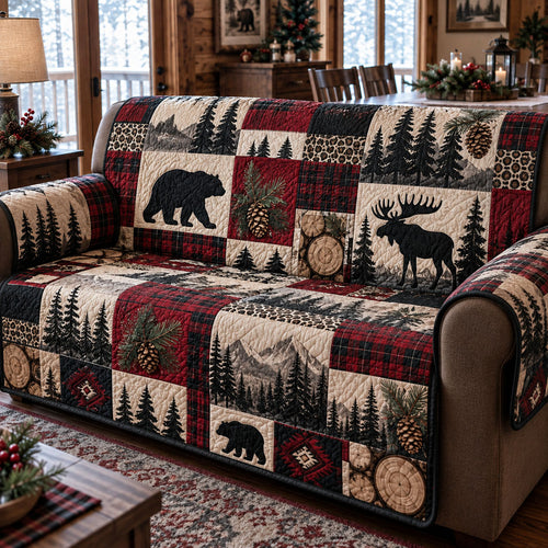 Cabin Window Wilderness Quilted Sofa Cover NCU0PTT3427