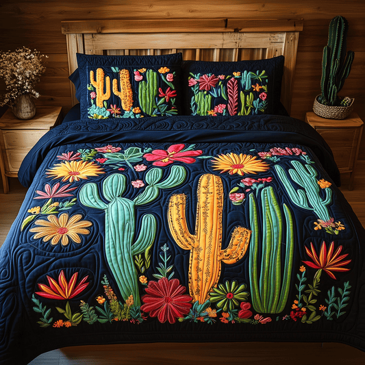 Cactus Garden 3-Piece Quilted Bedding Set NCU0TH2075