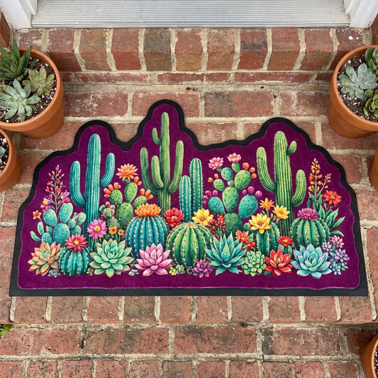 Cactus Garden Custom Shape Doormat NCU0DV2082